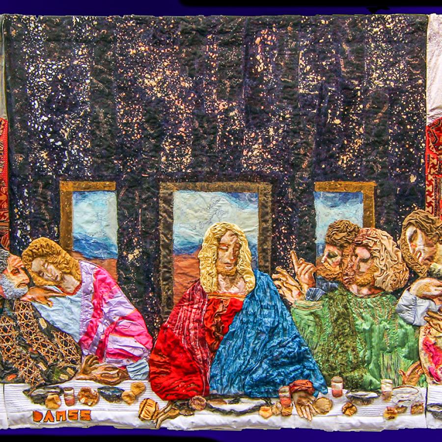 riproduzione ultima cena Leonardo Da Vinci fiber art