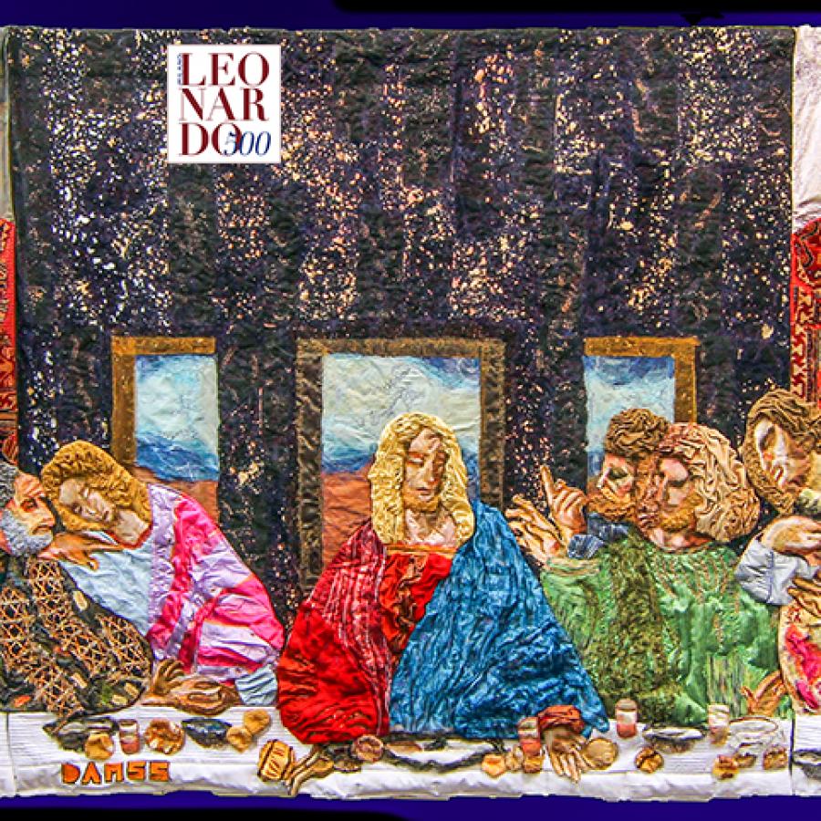Interpretazione tessile fiberart del Cenacolo degli artisti DAMSS