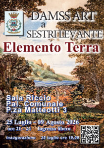 Mostra d'arte DAMSS Sestri Levante 2026, Arazzo moderno Terra Fiber Art, Esposizione Palazzo Comunale Sestri Levante Daniela e Marco.
